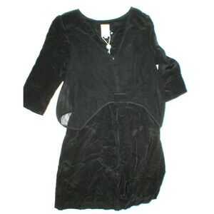 New Womens 2 NWT $772 Designer Dress Gallery Italy Silk Black Buttons France